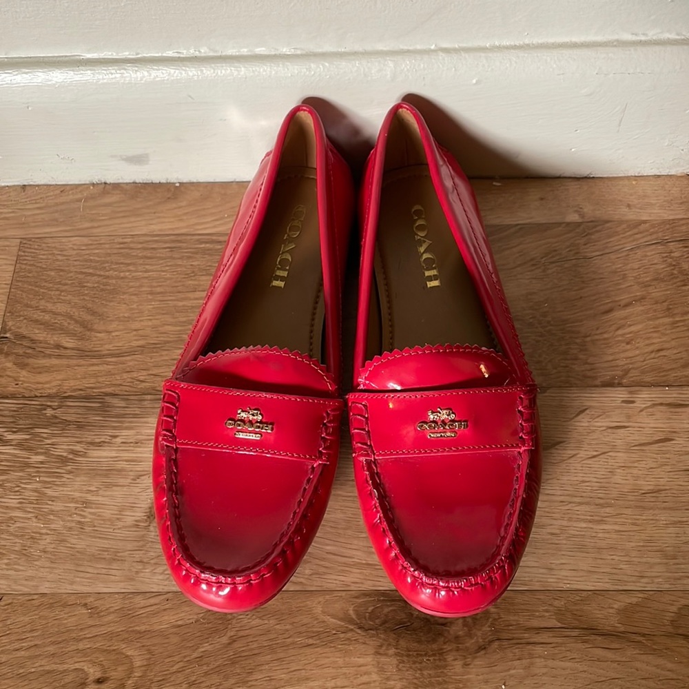 Red coach loafers. Size 7. Perfect condition